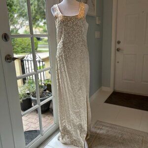 Vintage J.R. Nites Champagne Satin Brocade Gown